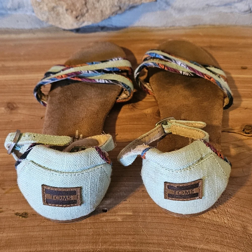 Toms Blue Correa Ankle Strap Sandals Youth 3.5